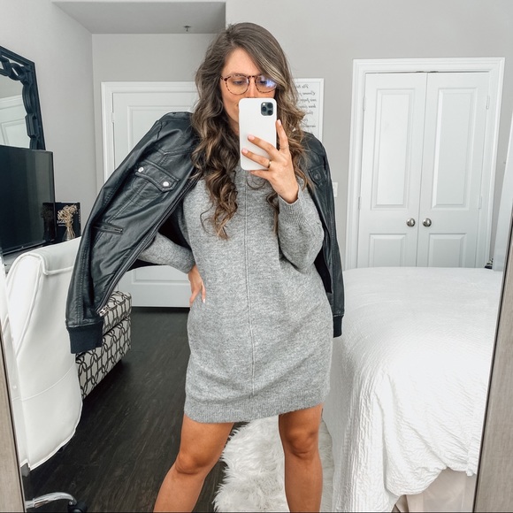 Topshop Dresses & Skirts - NWT Topshop Sweater Dress, Grey